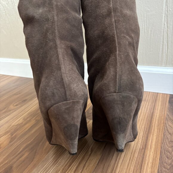 Giuseppe Zanotti Suede Knee High Slouchy Wedge Boots - Picture 11 of 16